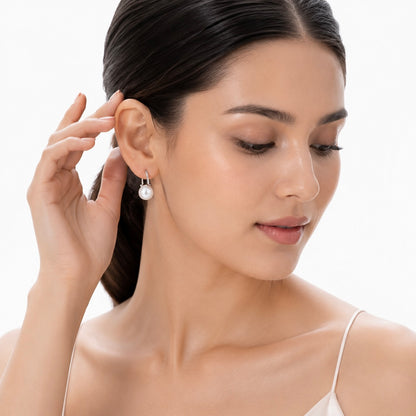 Edison Round Pearl Sterling Silver Earrings