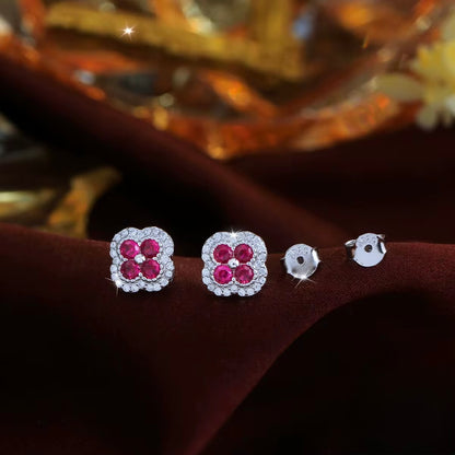 Flower Stud Earrings Sterling Silver