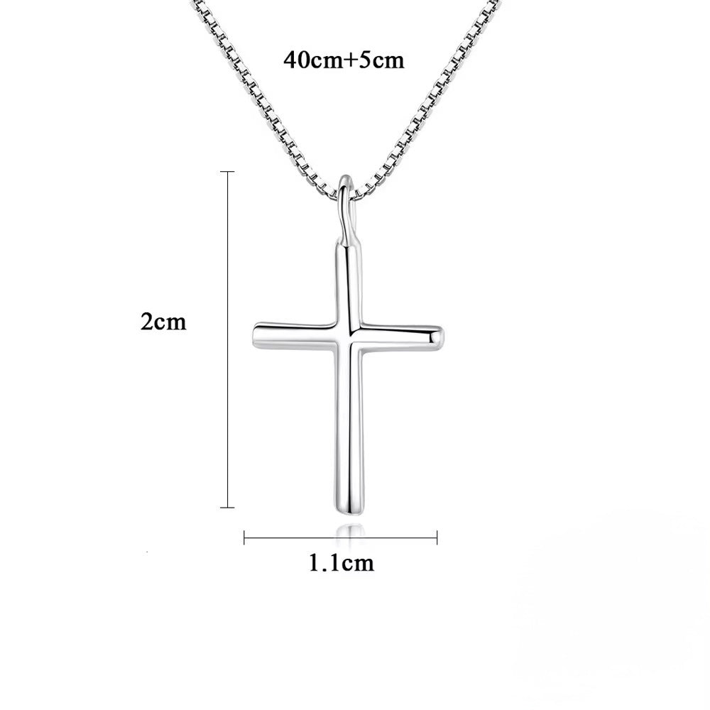 Small Cross Pendant Necklace Sterling Silver