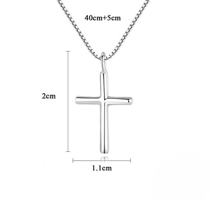Small Cross Pendant Necklace Sterling Silver