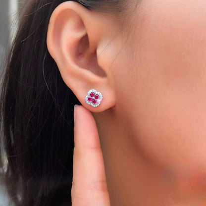 Flower Stud Earrings Sterling Silver