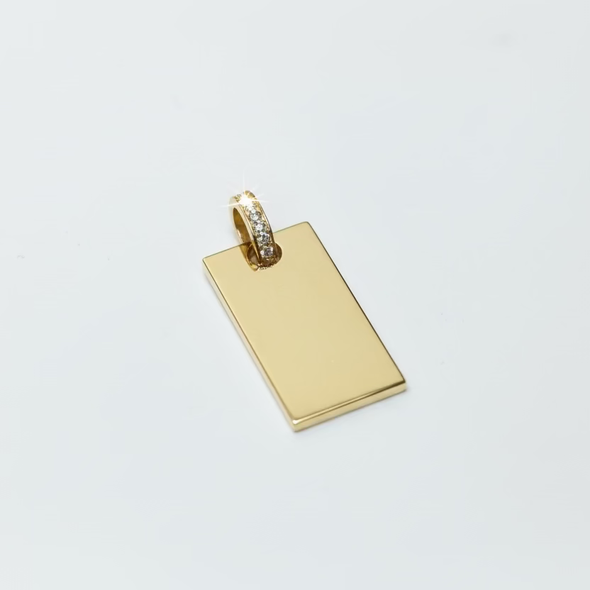 Engravable Rectangle Tag Pendant Necklace