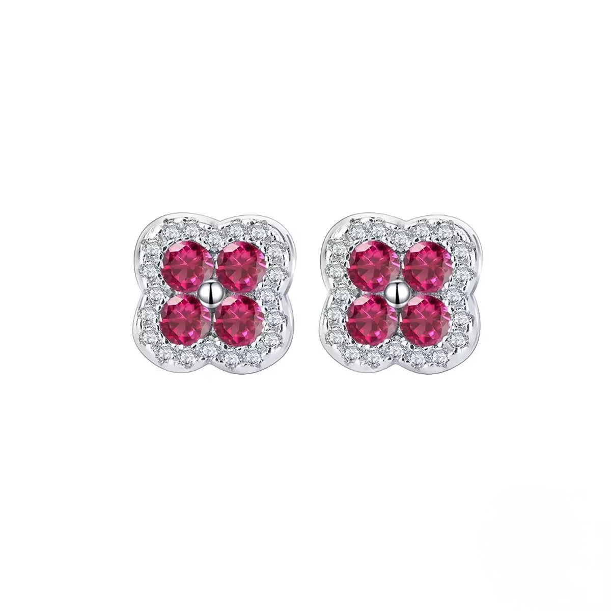 Flower Stud Earrings Sterling Silver