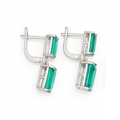 Rectangle Green Stone Earrings