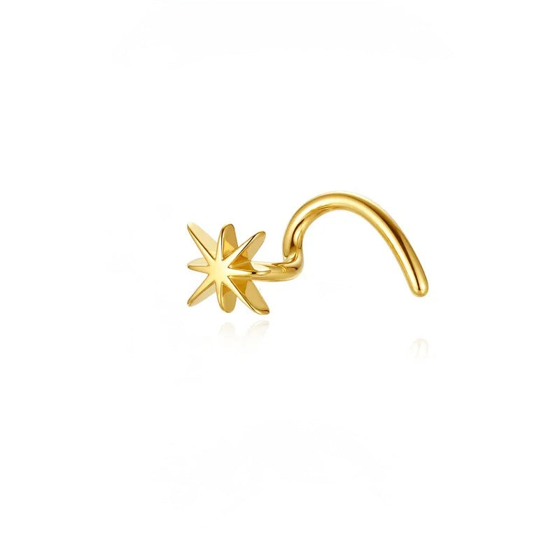 Star Nose Screw Stud — 14K Gold Plated Sterling Silver