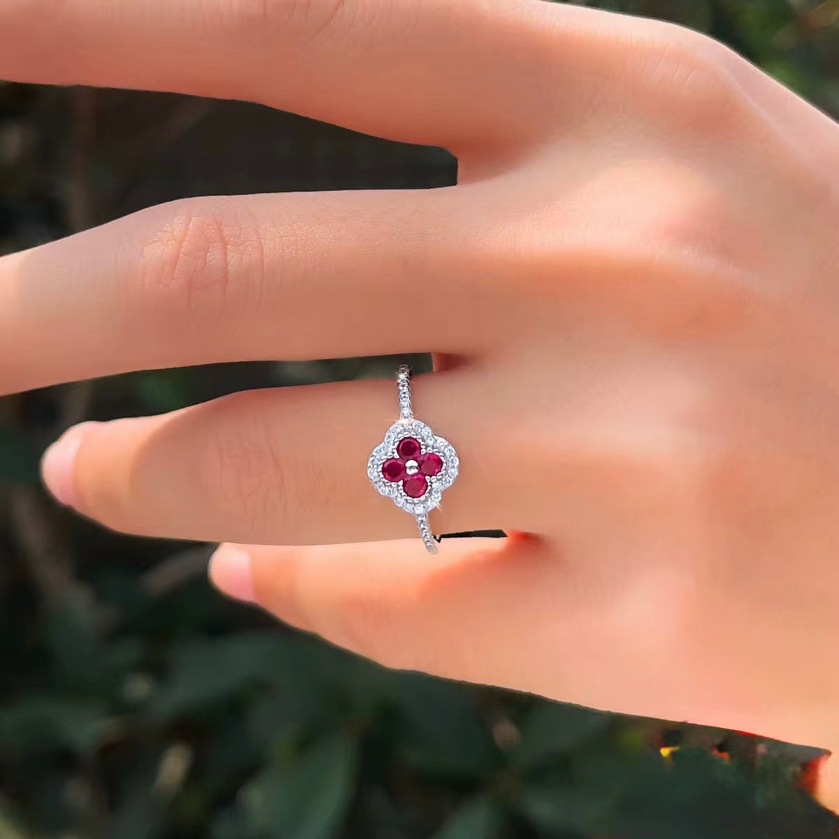 Four-Leaf Clover Ring Sterling Silver