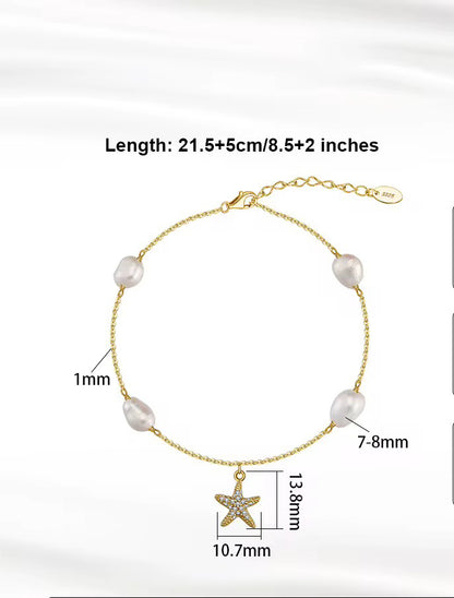 Pearl & Starfish anklet