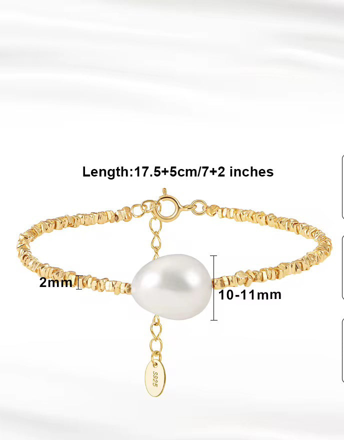 A pearl with silver beads