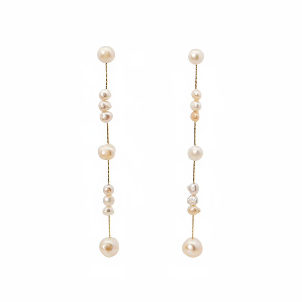 Long Drop Pearl Earrings