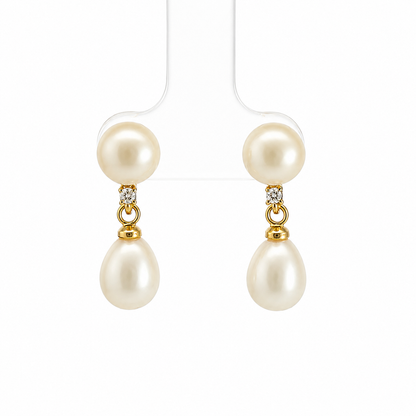 Pearl Drop Stud Earrings