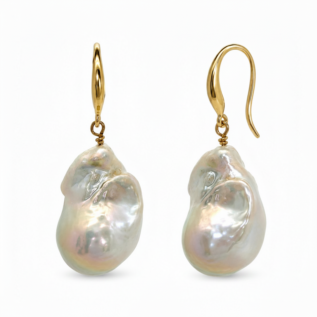 Large Baroque Pearl Earrings