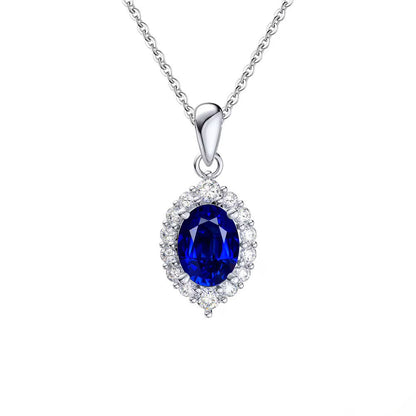 Sapphire Necklace 925 Sterling Silver