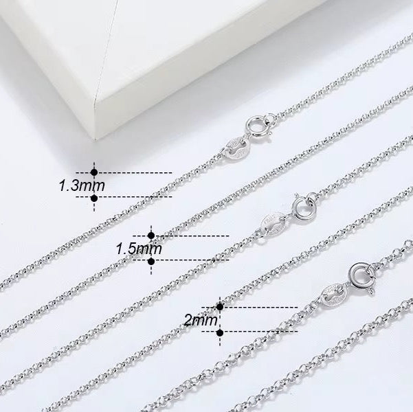 Circle Rolo Link Chain Necklace 1.5mm 22inch