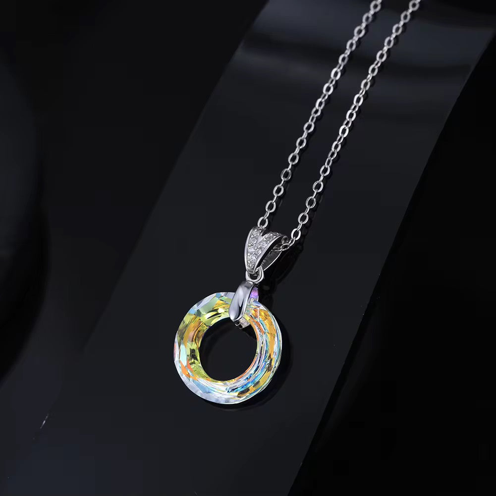 Circle Swarovski Necklace in 925 Sterling Silver