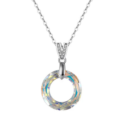 Circle Swarovski Necklace in 925 Sterling Silver
