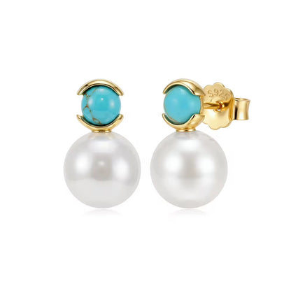 Pearl Turquoise Earrings 925 Sterling Silver
