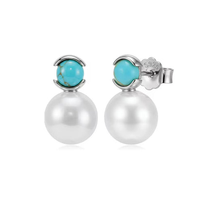 Pearl Turquoise Earrings 925 Sterling Silver