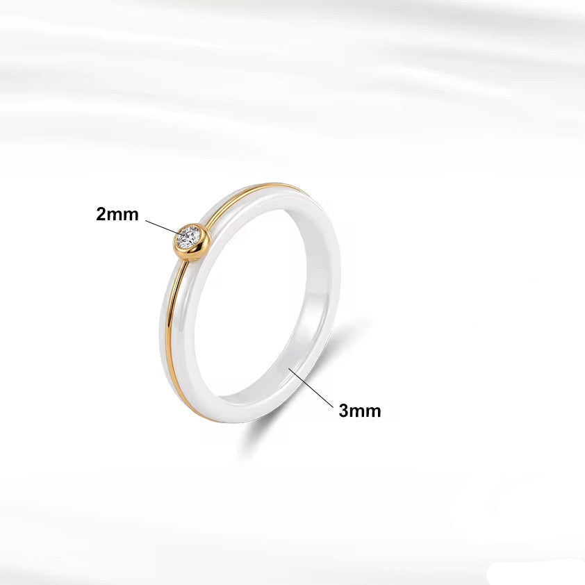 Ceramic CZ Ring Stainless Steel