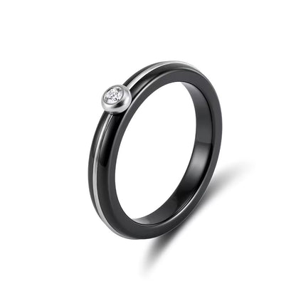 Ceramic CZ Ring Stainless Steel