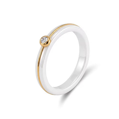 Ceramic CZ Ring Stainless Steel