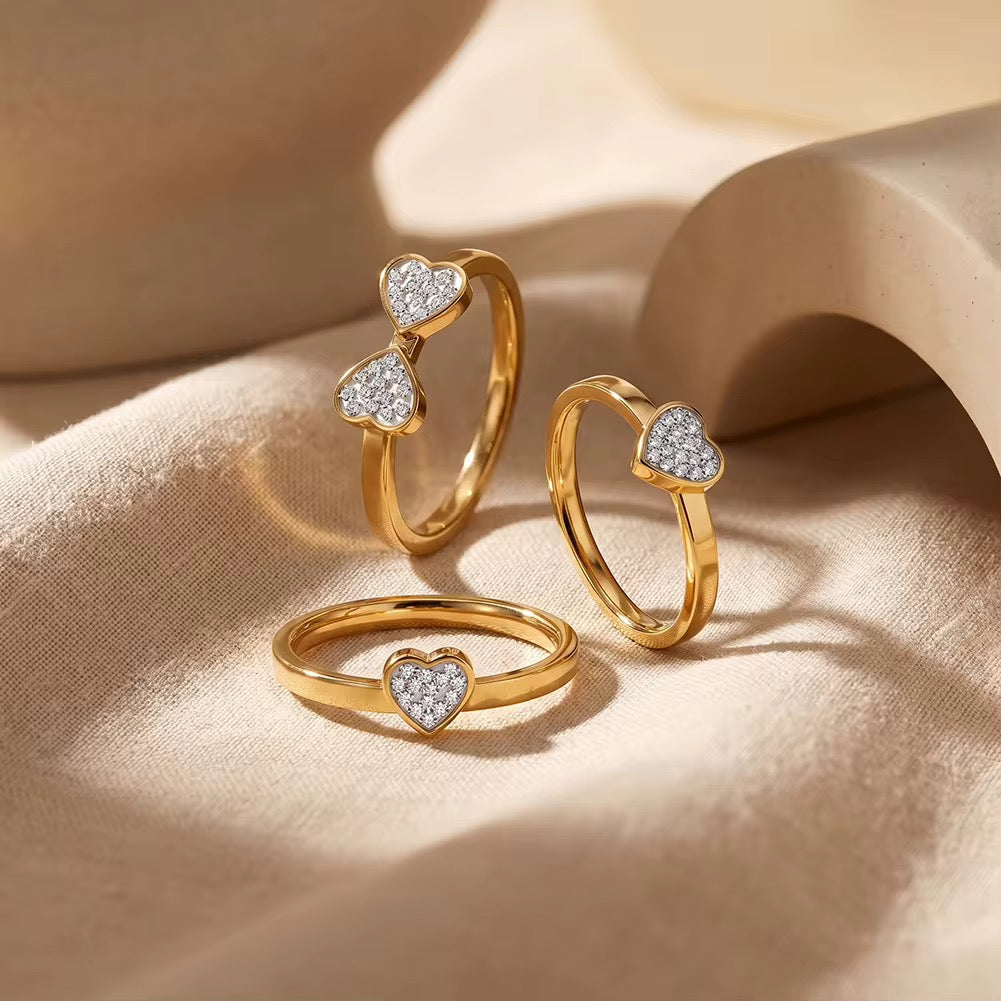 Four Leaf Clover Stainless Steel CZ Ring