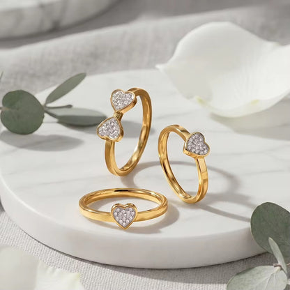 Four Leaf Clover Stainless Steel CZ Ring