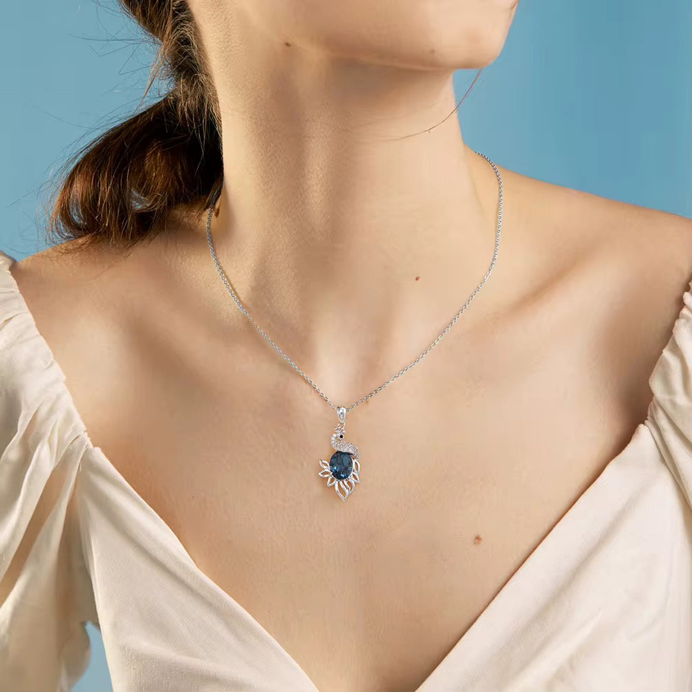 Peacock Necklace Sterling Silver