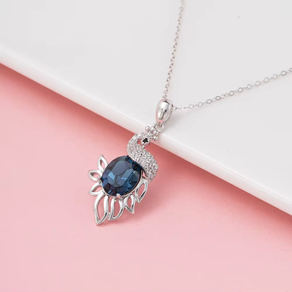 Peacock Necklace Sterling Silver
