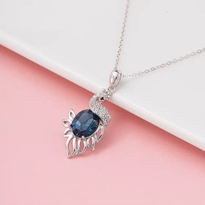Peacock Necklace Sterling Silver