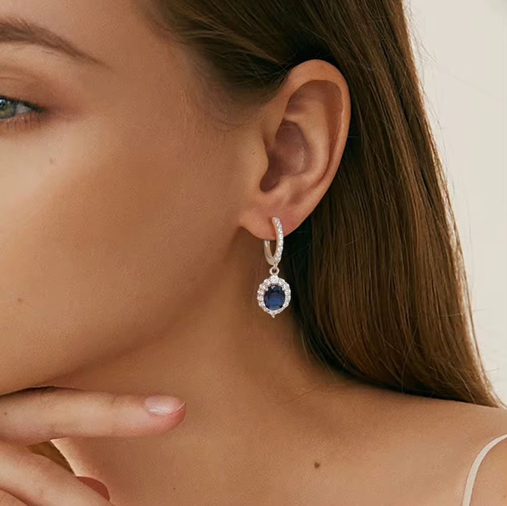 Sapphire Dangle Earrings in 925 Sterling Silver
