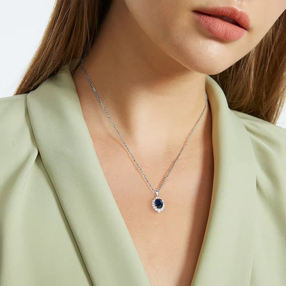 Sapphire Necklace 925 Sterling Silver