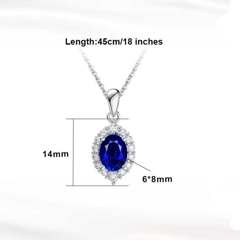Sapphire Necklace 925 Sterling Silver