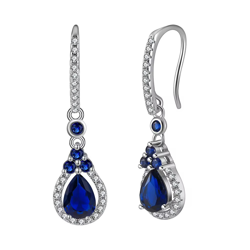 Sapphire Earrings in 925 Sterling Silver