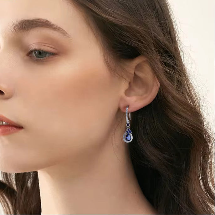 Sapphire Earrings in 925 Sterling Silver