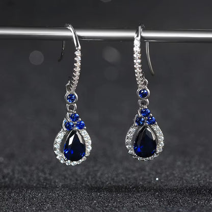 Sapphire Earrings in 925 Sterling Silver