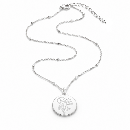Birth Flower Necklace 925 Sterling Silver