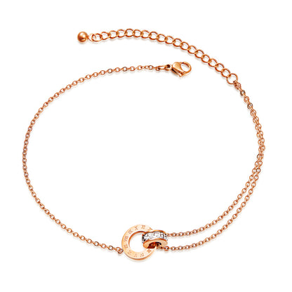 Roman Numerals Anklet Stainless Steel