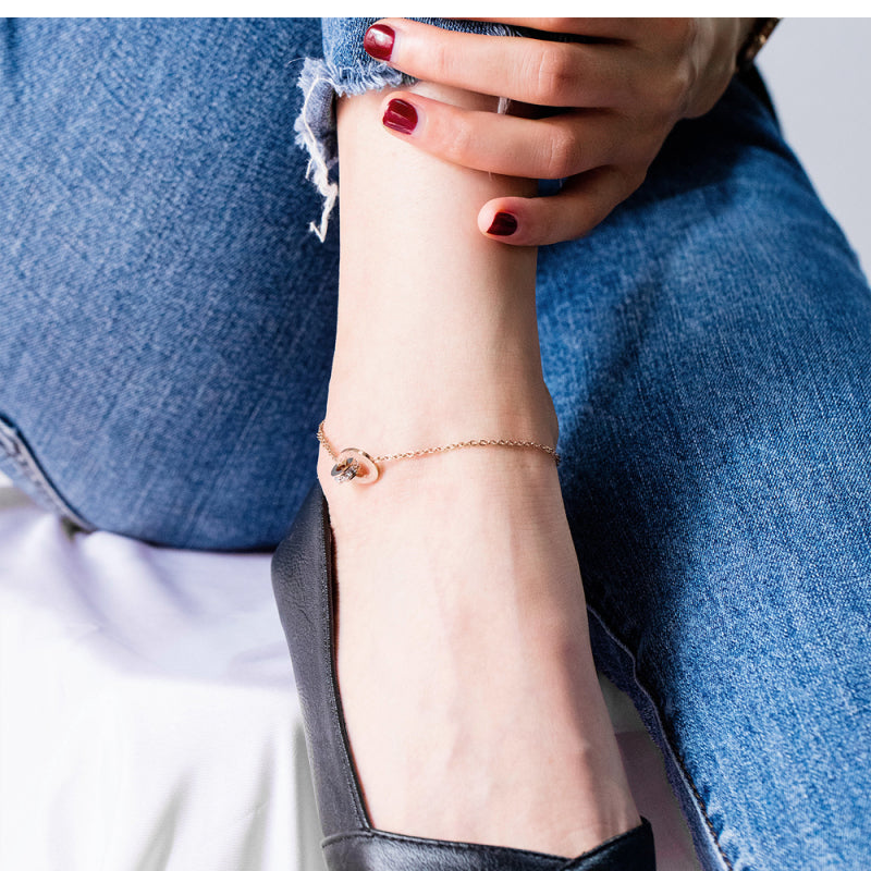 Roman Numerals Anklet Stainless Steel