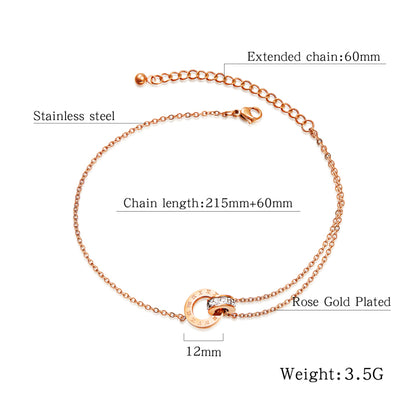 Roman Numerals Anklet Stainless Steel