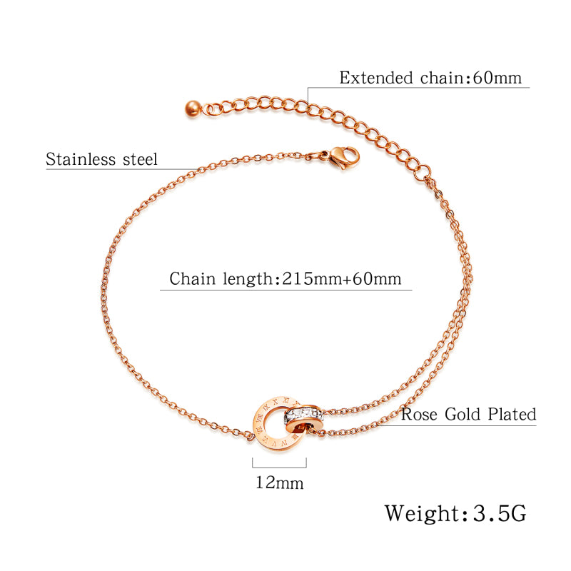 Roman Numerals Anklet Stainless Steel
