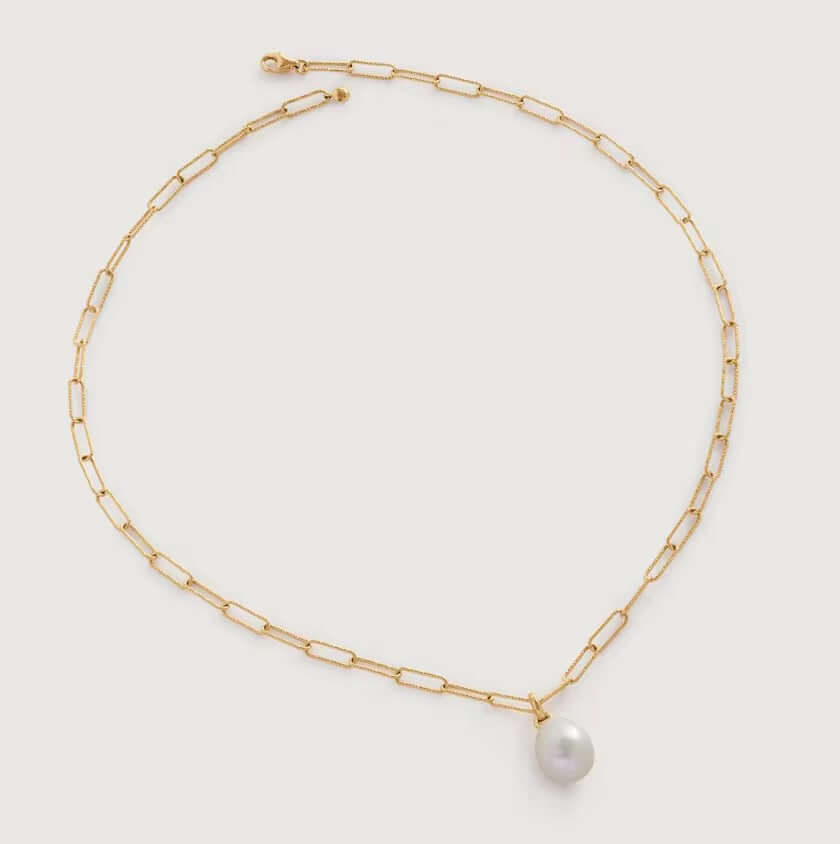 Elegant 925 Sterling Silver and 14k Gold-Plated necklace featuring a 10mm Freshwater Pearl on a 45cm chain.