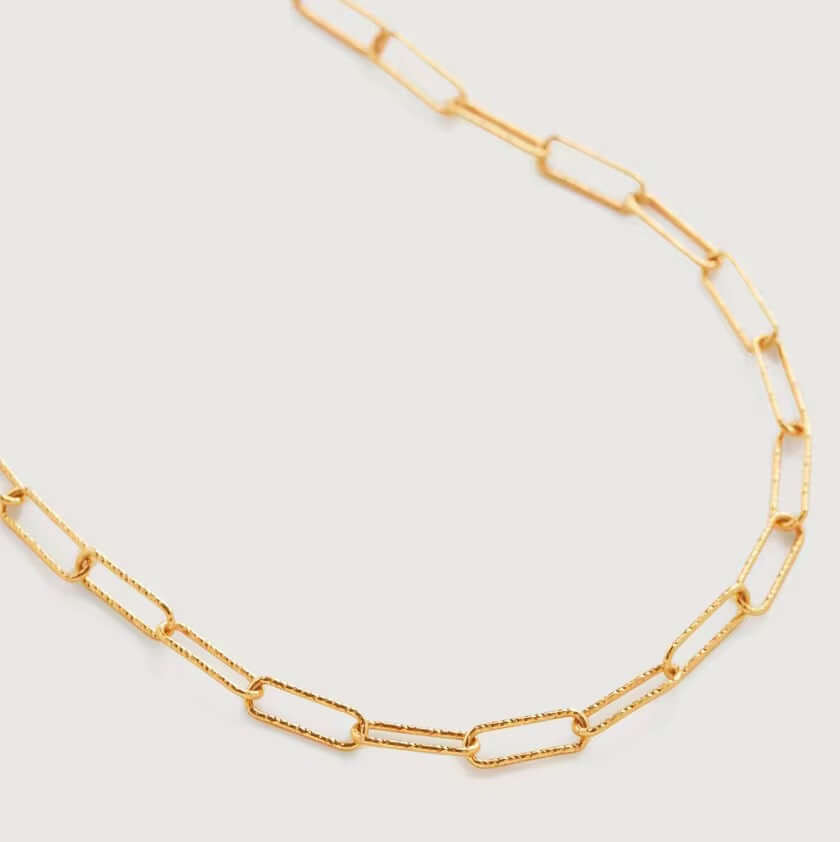 Elegant 14k Gold-Plated necklace featuring an alternating link design, perfect for layering with other jewelry.