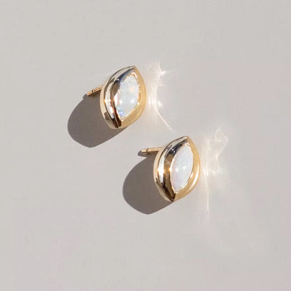 Opal earrings in 925 sterling silver, 14k gold-plated with rhodium finish, perfect for adding elegance to any outfit.