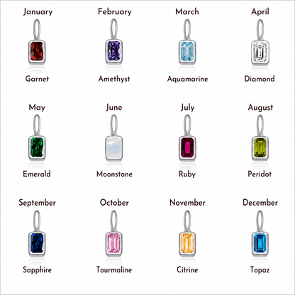 Birthstone Charm 925 Sterling Silver