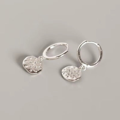 Hammered Coin Starburst Gold Vermeil Dangle Earrings