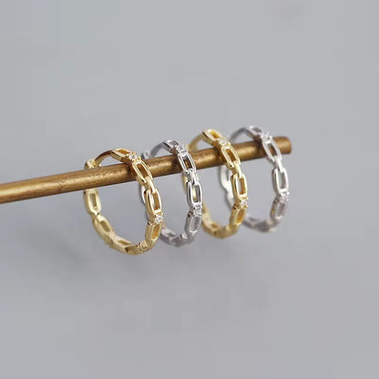 Custom Chain Gold Vermeil Huggie Hoop Earrings