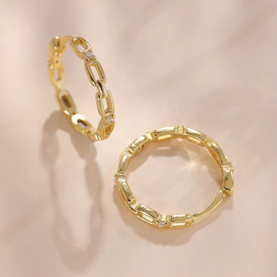 Custom Chain Gold Vermeil Huggie Hoop Earrings