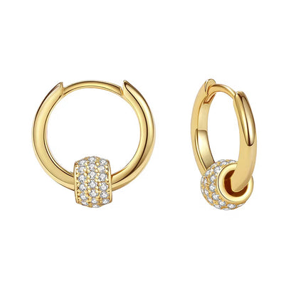 Pave CZ Gold Vermeil Huggie Hoop Earrings