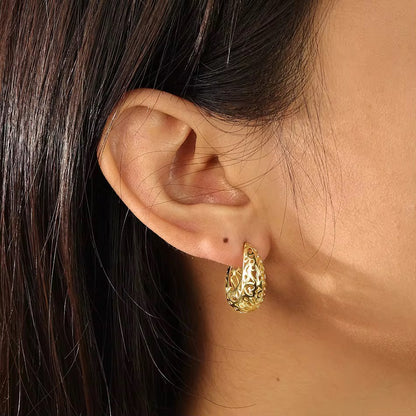Leaf Chunky Gold Vermeil Hoop Earrings