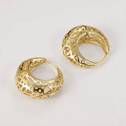 Leaf Chunky Gold Vermeil Hoop Earrings